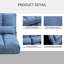 Canapé convertible HOMcom, canapé-lit pliant, chaise longue d'invité avec 2 coussins, dossier et appui-tête réglables, L 40,25 po, bleu