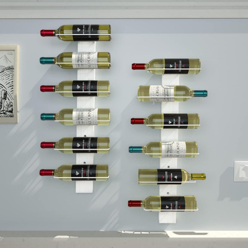 9 Bottle Wall Mount Wine Organizer, White