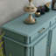 Banc de rangement bleu en bois manufacturé-1743652676