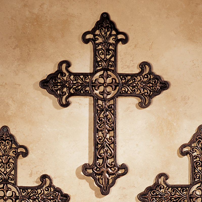 Fleur de Lis Cross Wall Sculpture