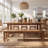Farmhouse Brown Solid Wood Dining Bench