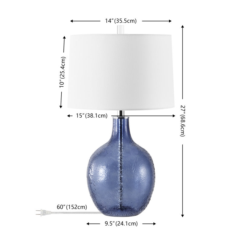 Nadine Modern Blue Glass Urn Table Lamp - 17"