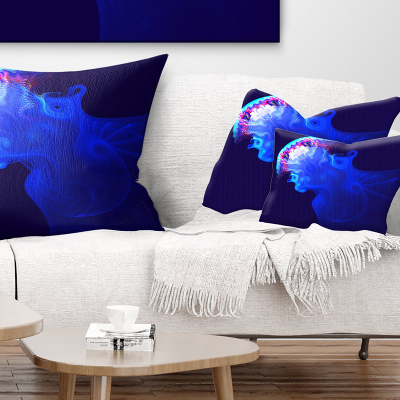 Coussin Blue Jellyfish in Ocean