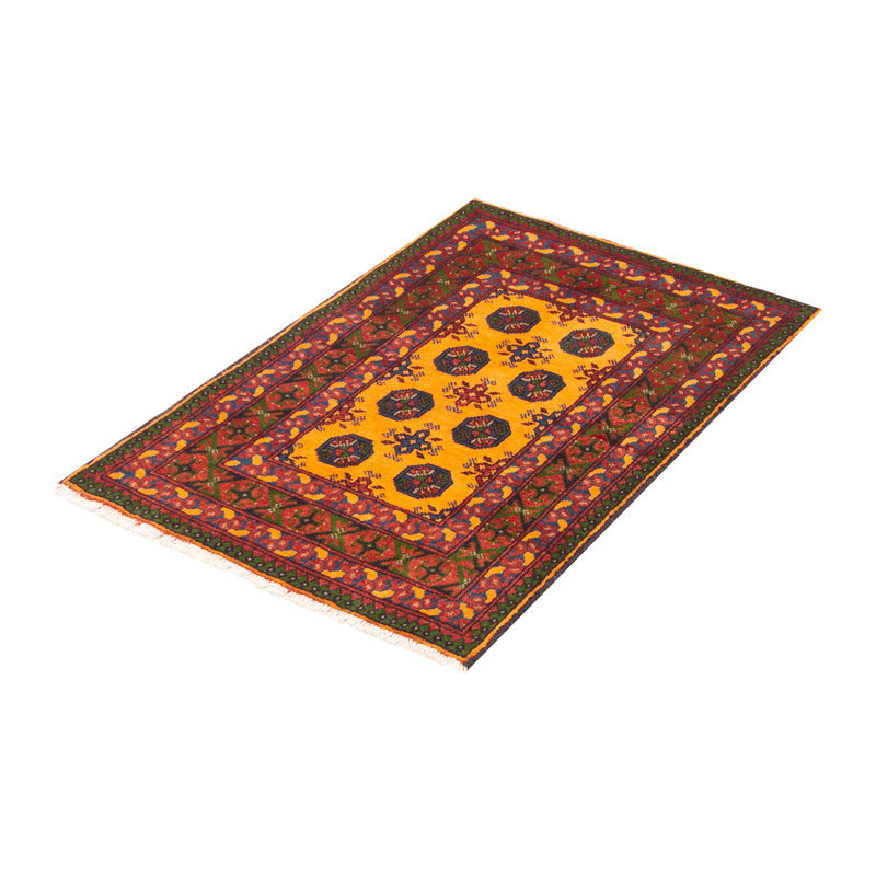 Tapis unique en laine noué à la main orange brûlé tribal 2 pi 8 po x 4 pi 1 po