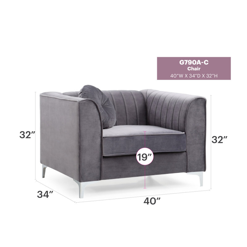 Chaise contemporaine avec accoudoirs inclinés gris, Gris