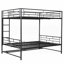 Lit superposé double au-dessus d'un lit double avec tablette et garde-corps - L 77,2 po x l 56,4 po x H 66,7 po, aucun sommier requis, support solide-350631849-350631854