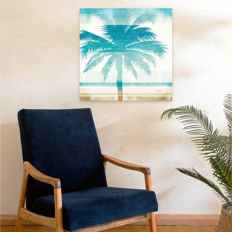«Beachscape Palms II», palmier abstrait, art côtier, H 24 po x l 24 po