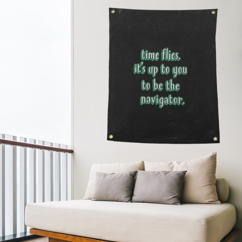 Tapisserie tableau noir en polyester time quote, H 36 po x l 26 po, Vert