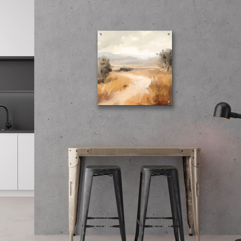  «Paysage en ocre jaune» par Danhui Nai, art mural en verre acrylique, 12 po x 12 po, H 24 po x l 24 po x P 0,2 po