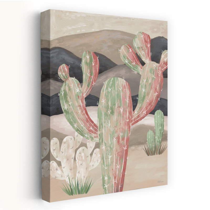 Désert du désert - Cactus du désert peint au pinceau, H 48 po x l 32 po