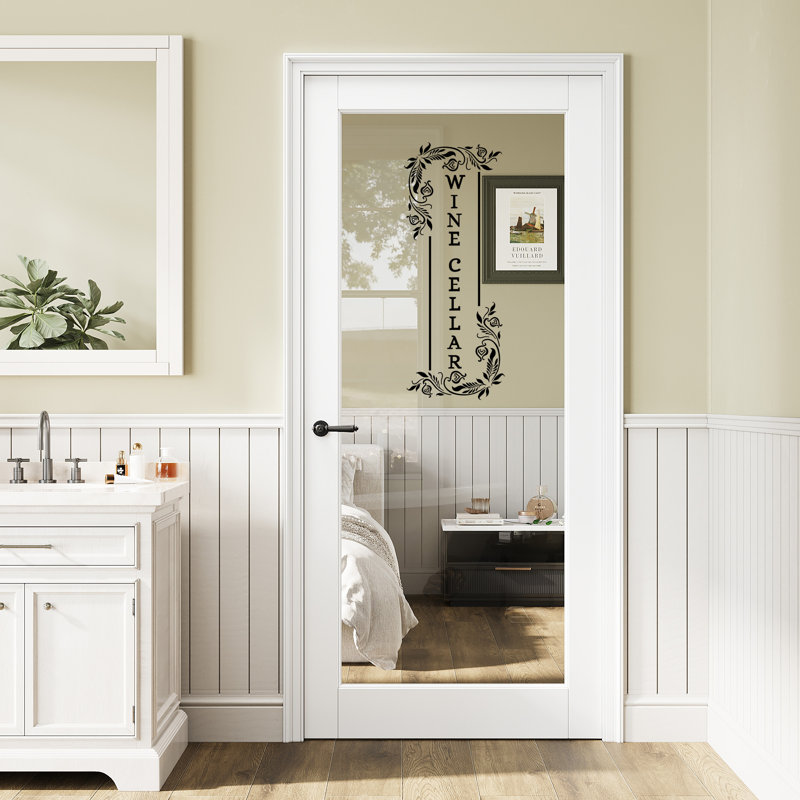 Porte intérieure en verre manufacturé blanc massif pour porte de vin, 36 po x 80 po, Clear Glass
