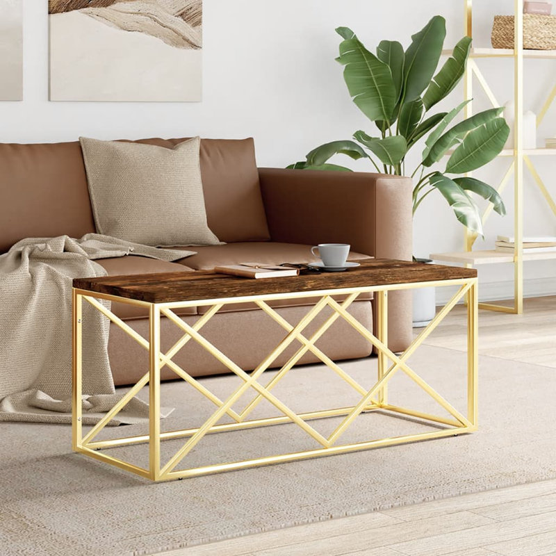 Artimus Frame Coffee Table, Silver, Dark Brown