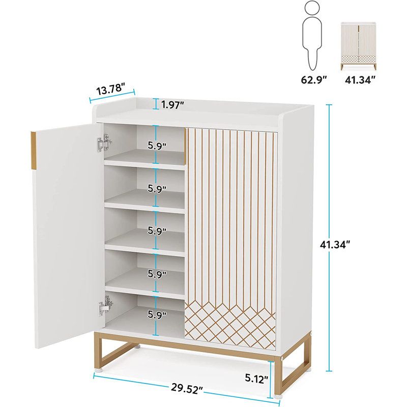 Armoire de rangement pour chaussures Hauge, Blanc / Doré