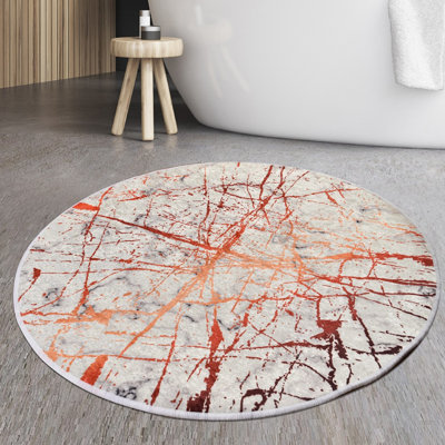 Antibacterial Bathmat, 100% Polyester, 55.1 Inch Diameter | Non-Slip Underside, Pile Height: 0.4 Inches, 700 Grams per Square Meter | Machine Washable, Durable & Stylish for Bathroom Safety and Comfort