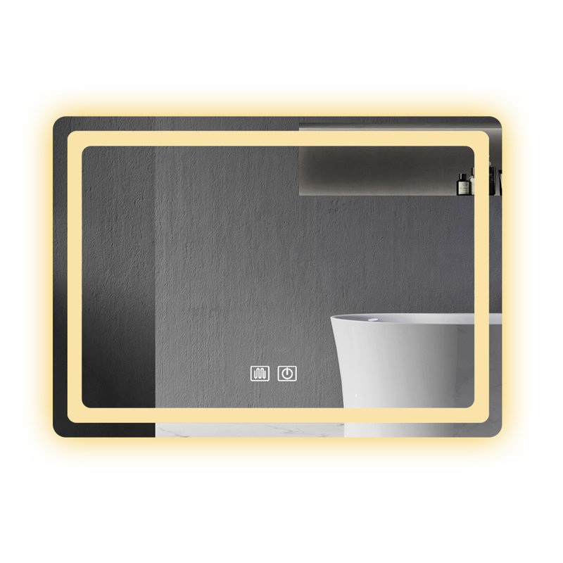20,2 po Large miroir de salle de bain à DEL - brouillard, longue durée de vie, éclairage facile à installer pour la fonction de brouillard, aluminium - couche réfléchissante
