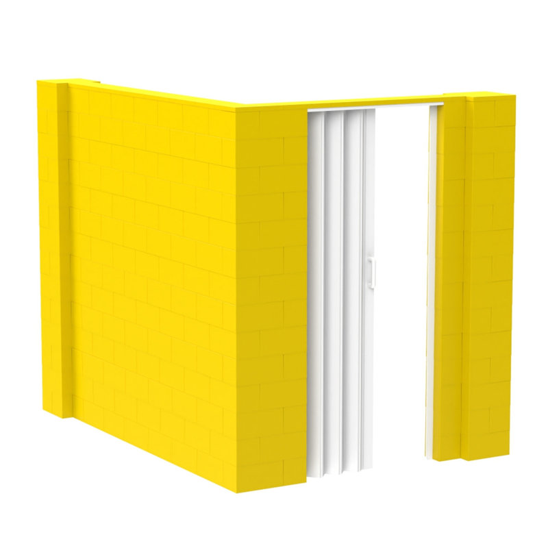 Ensemble mural en forme de L avec porte Everblock, H 84 po x l 96 po x P 72 po, Jaune