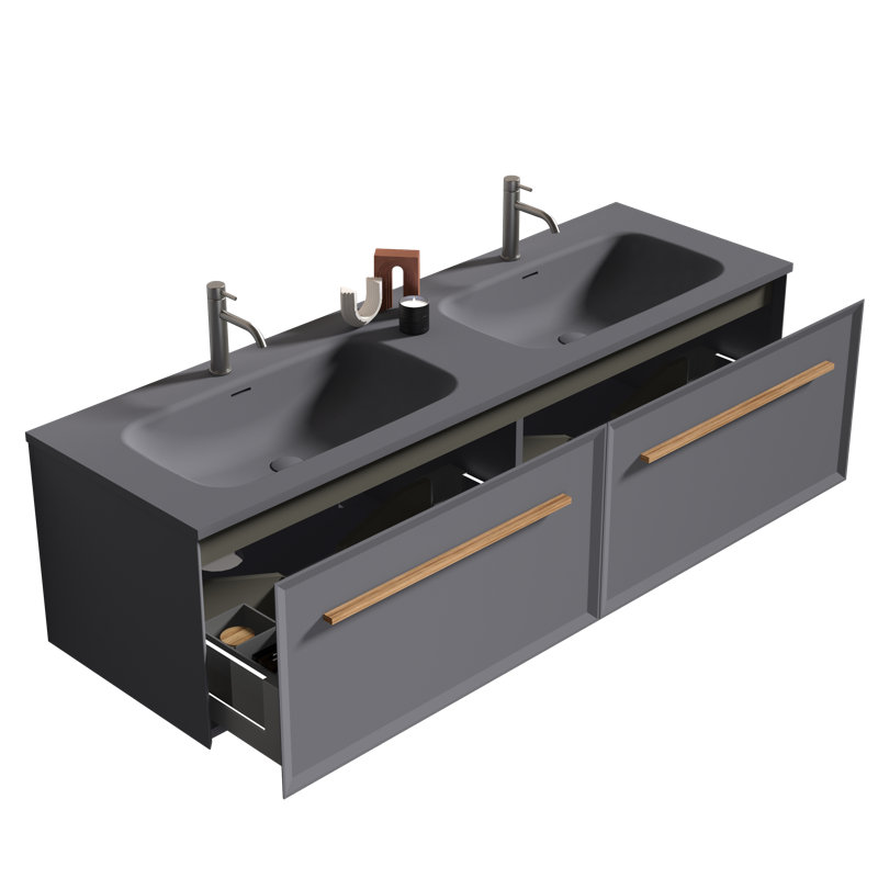 Meuble-lavabo double 59,05 po avec comptoir