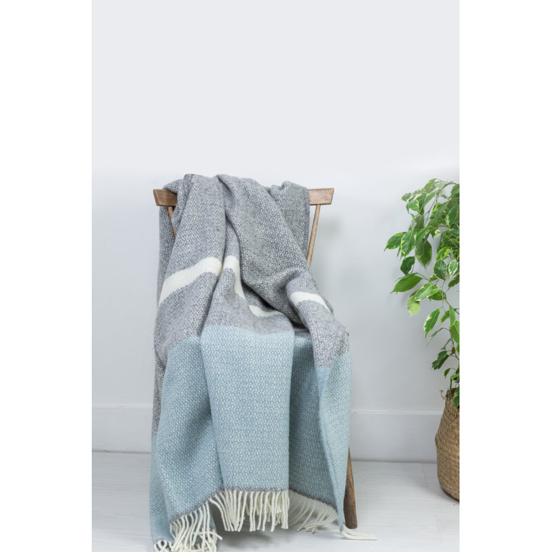 Aallyah Throw Blanket, Grey/Duck Egg