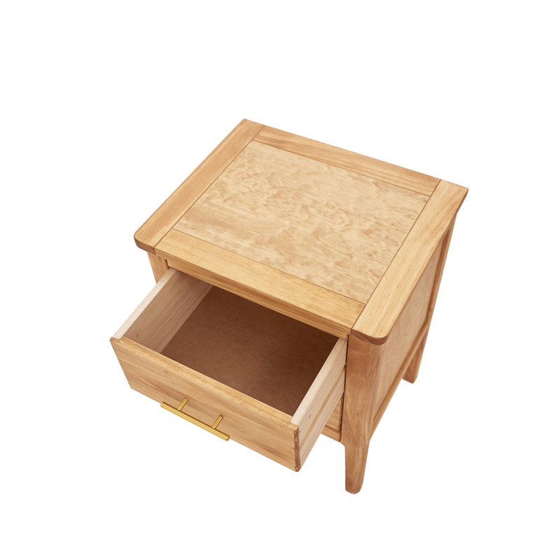 Almarosa 45cm W Solid + Manufactured Wood Bedside Table, Waxed