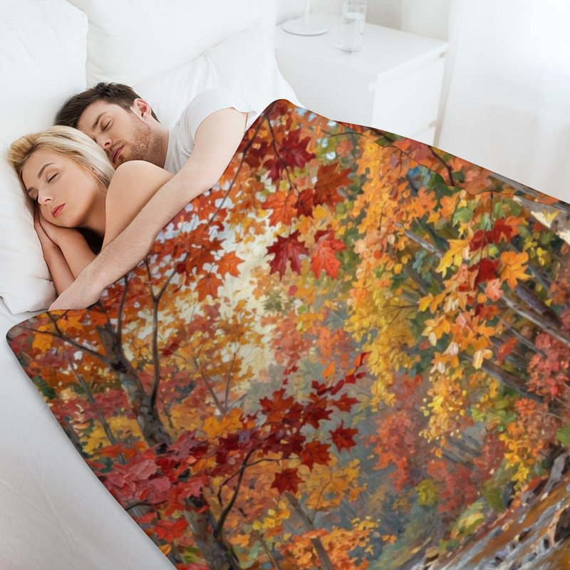 Jeté en flanelle Autumn Maple Stream, 60 x 80 po