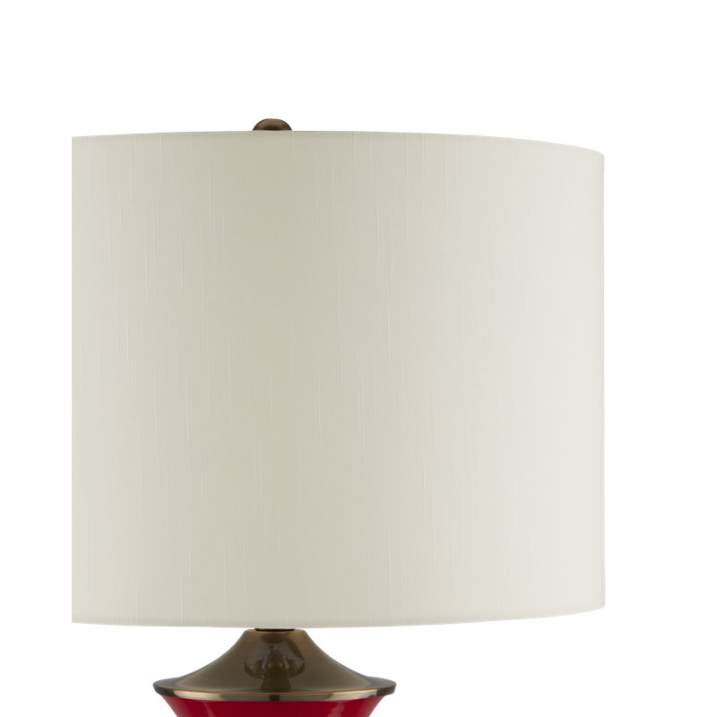 Lilou Porcelain Standard Lamp, Red/Antique Brass