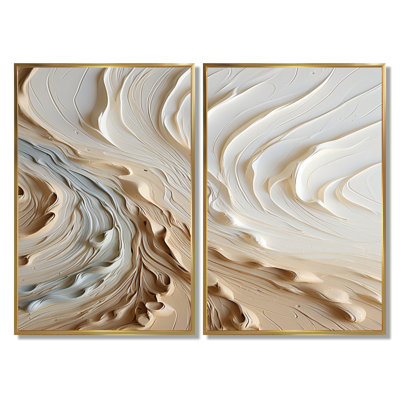 Blanc et or Champagne Flow - impressions sur toile champagne, ensemble d'art mural beige alimentaire