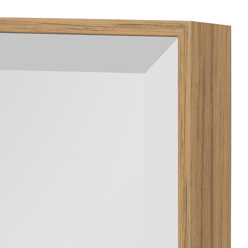 Miroir traditionnel biseauté Logsdon, 24 po x 36 po, Teck naturel