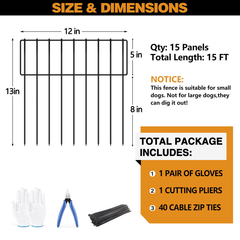 Paquet de 10 barrières pour animaux, H 13 po x l 12 po