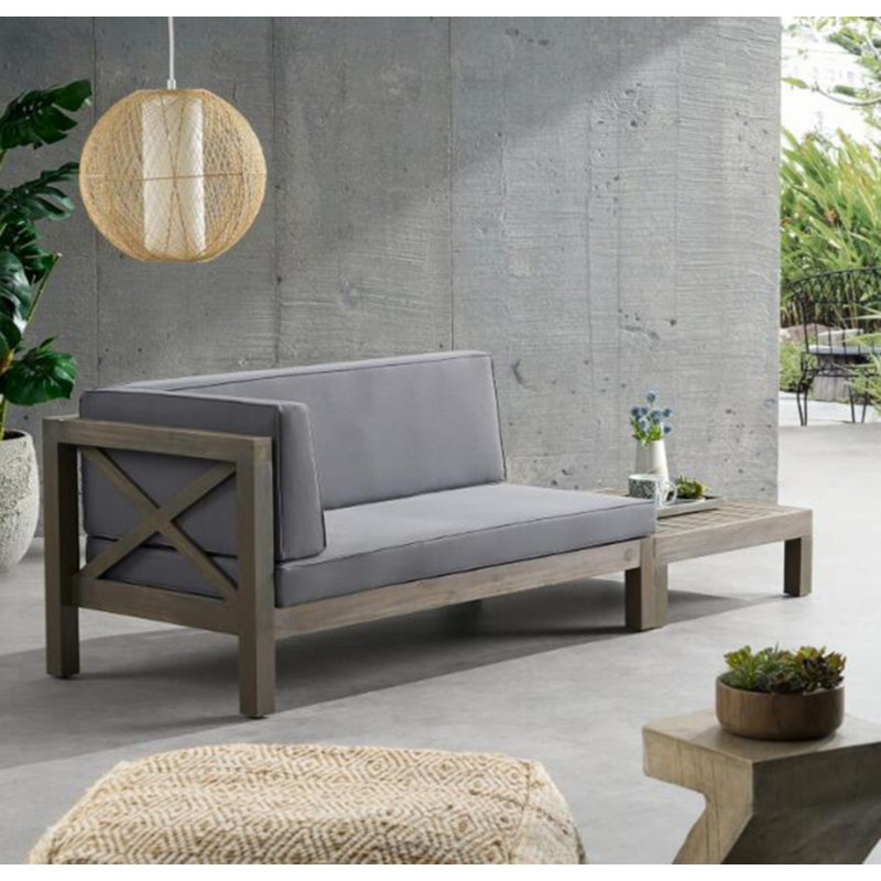 X-BACK CORNER BENCH-L WITH COFFEE TABLE, Dark Grey, Dark Grey