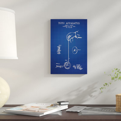 " J.L. Haven Yoyo Apparatus Patent Sketch (Blue Grid) " by Aged Pixel