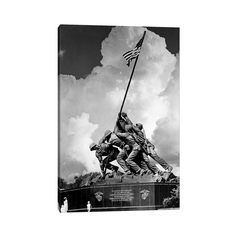 1950s USMC War Memorial Iwo Jima 1945 Washington Dc USA 1 Piece Wrapped Canvas Wall Art, 20.32 cm H x 30.48 cm W