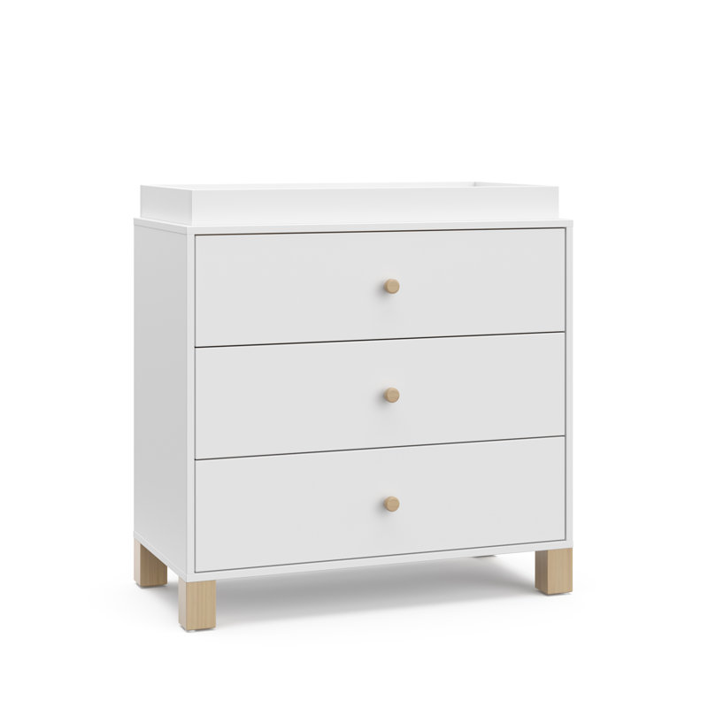 White and Driftwood 3 Drawer Combo Nursery Dresser