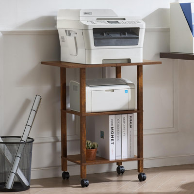 3-Tier Printer Stand with Lockable Wheels for Home Office, Bedroom, Living Room