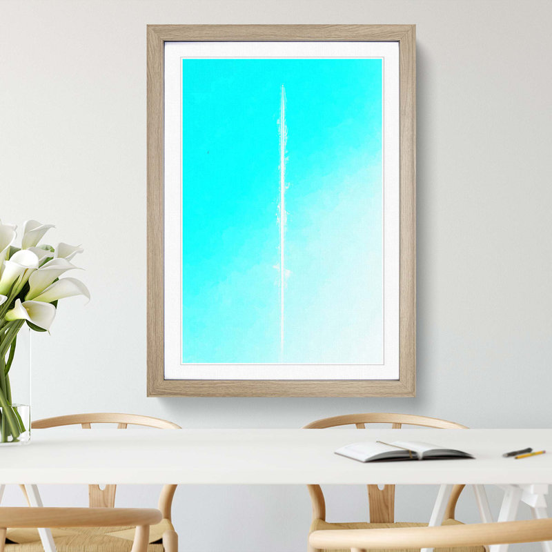 Plane in the Sky - Framed Print, 50cm H x 35cm W x 2cm D, Oak