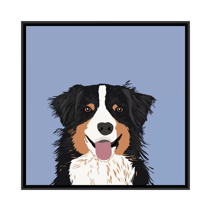 Berger australien III, impression sur toile tendue, H 18 po x l 18 po x P 1,5 po, Toile avec cadre noir, Pas de tapis