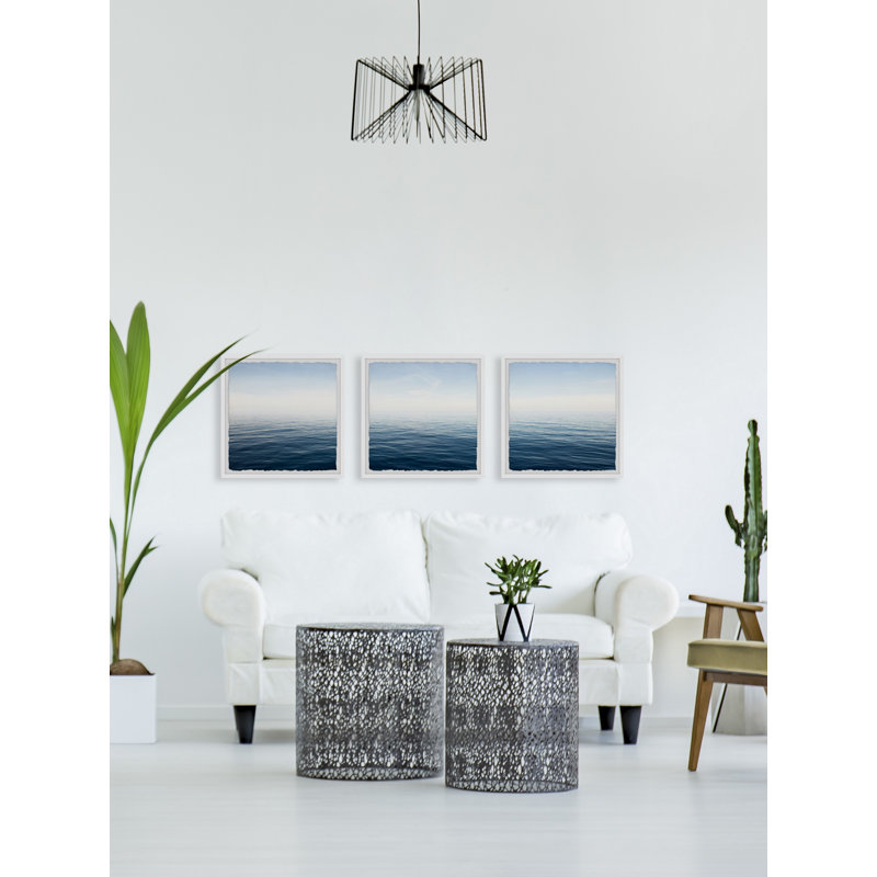 Endless Blue Ocean 'par Marmont Hill - Ensemble de 3 reproductions de cadres photo sur papier, H 12 po x l 12 po x P 1,5 po