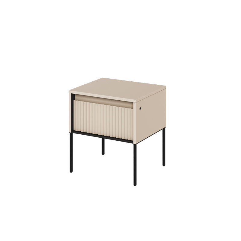 Amerion 46cm W Manufactured Wood Bedside Table, Sand Beige/Black