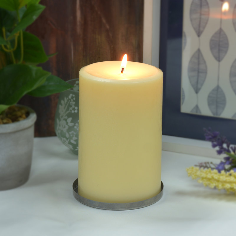 Bougie cylindrique sans parfum, Ivoire, 4, H 6 po x l 4 po x P 4 po