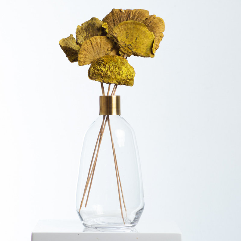 Champignon éponge naturel préservé dans un vase, Or