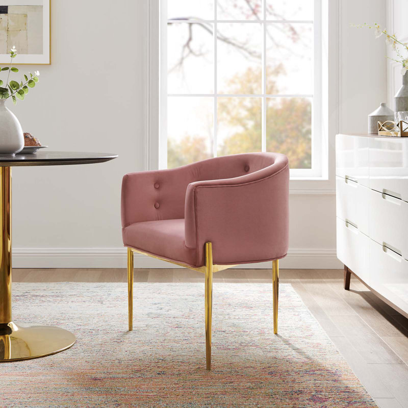 Savour Tufted Performance Velvet Accent Chair, Dusty Rose Velvet