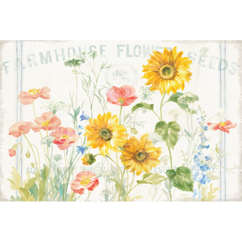 «Floursack Florals I» par Danhui Nai, reproduction d'art sur toile tendue, H 24 po x l 36 po