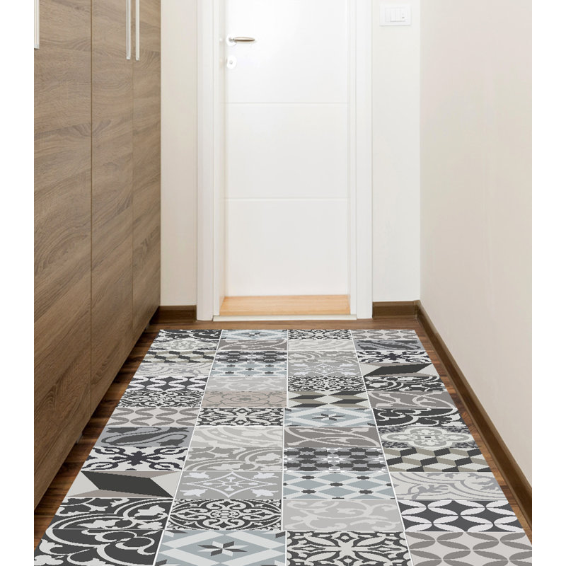 Lydia Vinyl Machine Printed Area Rug, Rectangle 2'2" x 8'2.4"