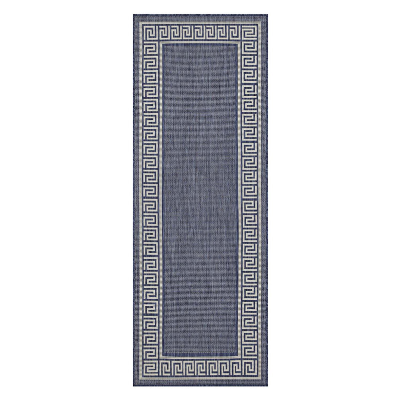 Timeless Border Design Indoor/Outdoor Area Rug, Runner 2'7" x 7'3"