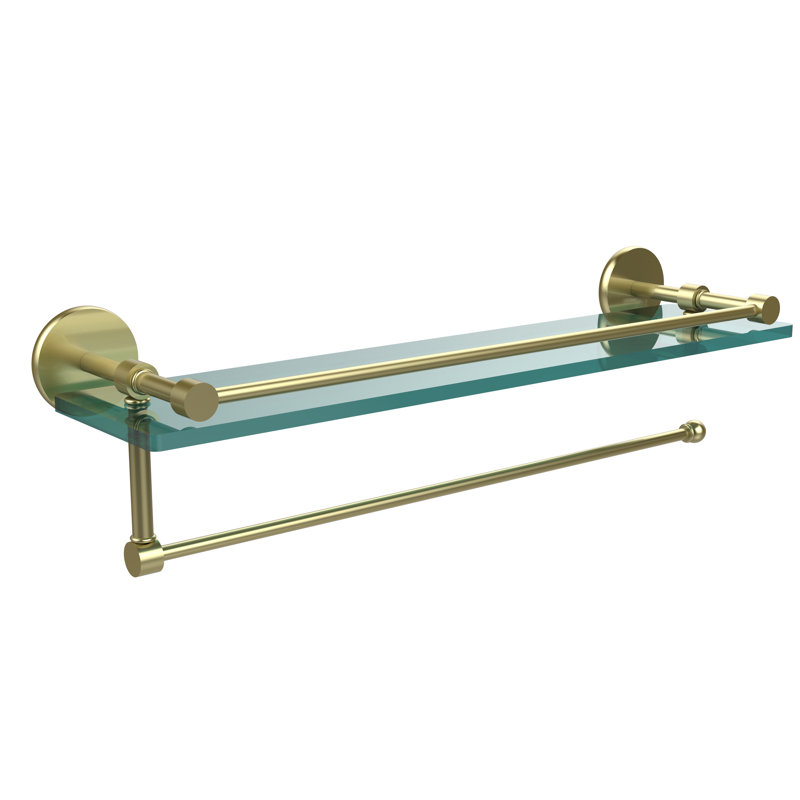 Dalston Bracket Shelf with Towel Bar, Satin Brass, 5'' H x 22'' W x 5'' D