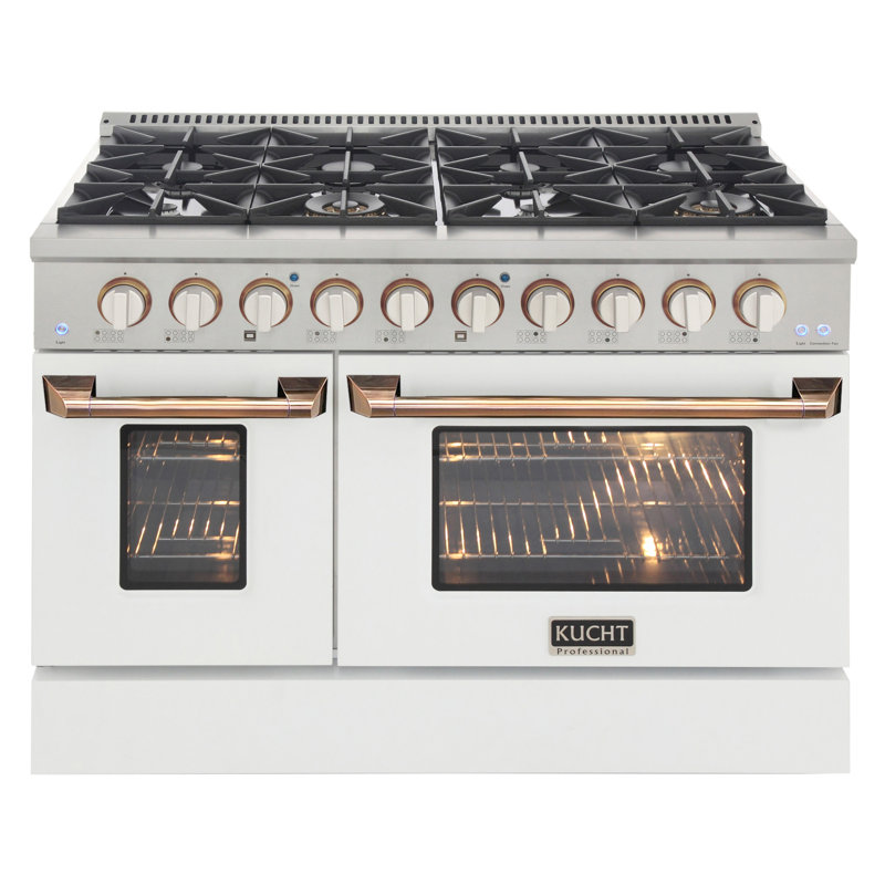 Kucht 48'' W Dual Fuel Range, White/Gold, Natural Gas