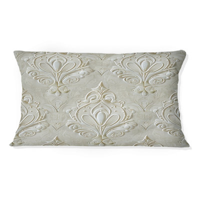 Coussin lombaire ivoire ivoire damassé