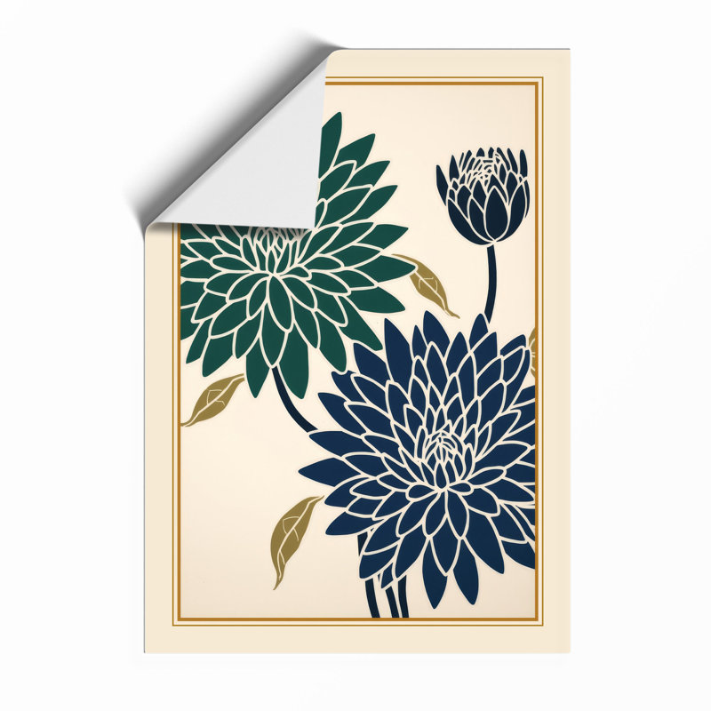 Chrysanthemum Study Japandi - Framed Print, Unframed, A3 - 42.0 x 29.7 cm