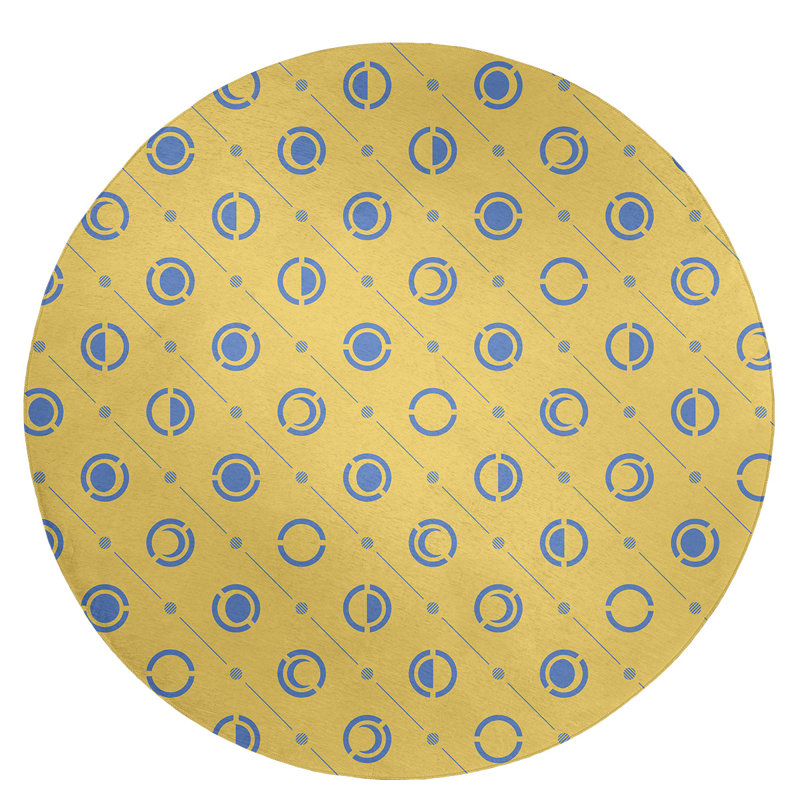 Tapis jaune/bleu lune phases, Rectangle 4 pi x 6 pi