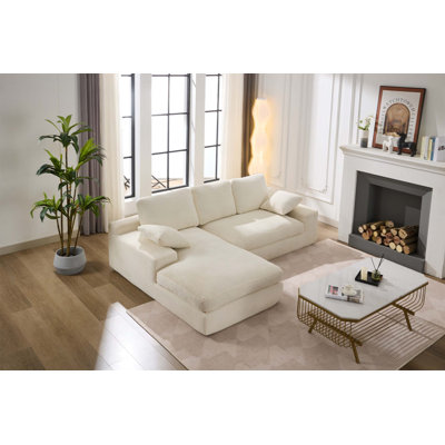 Ensemble de canapé modulaire de salon 99 x 69 po - Canapé minimaliste moderne, canapé-lit rembourré pour le salon et la chambre à coucher, combinaison gratuite 2 pièces, sans installation, en L (blanc)