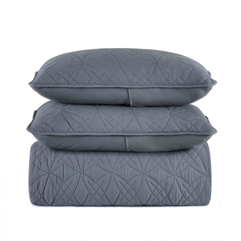 Coverlet Set No Coverlet, Twin Coverlet + 1 Standard Pillowcase, Dark Gray